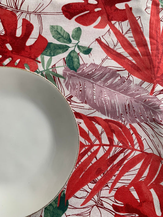 Mantel rectangular Tropical Rojo